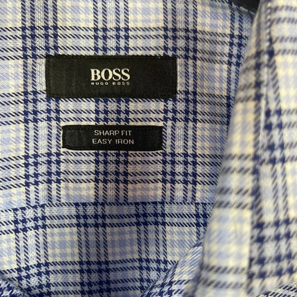 Hugo Boss Men Long Sleeve Plaid Button Down Sharp fit T-Shirt 17R - Picture 3 of 7